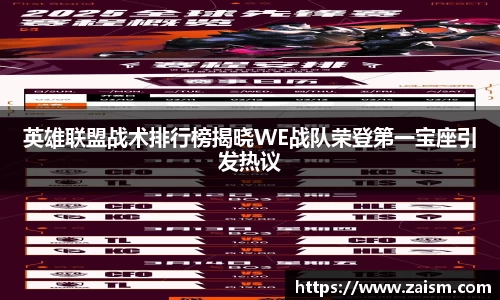 英雄联盟战术排行榜揭晓WE战队荣登第一宝座引发热议