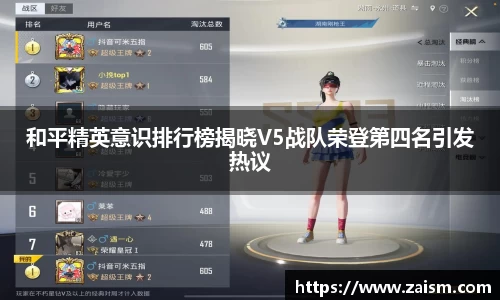 和平精英意识排行榜揭晓V5战队荣登第四名引发热议
